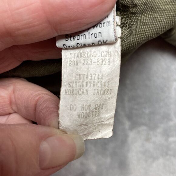 Tianello 100% Tencel Morocan Jacket Womens L Army Green Distressed Raw Seams - Picture 6 of 13